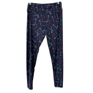 LuLaRoe TC Pull On Leggings Womens Screws Hardware Navy Blue Multi Tall Curvy